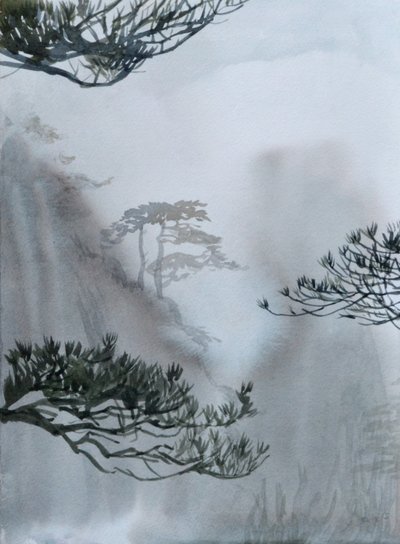 De siste fjellene, 2015 (akvarell på papir) av Christian Furr