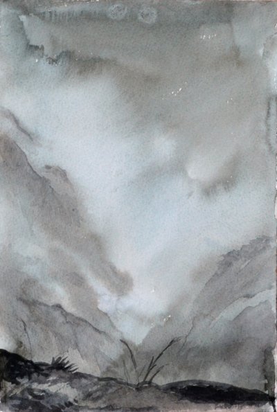 Tåkete dal, 2015 (akvarell på papir) av Christian Furr
