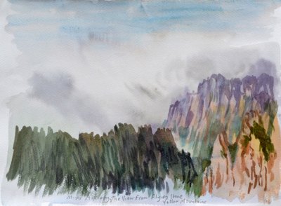 Tåke som kommer på løvens topp, 2015 (akvarell på papir) av Christian Furr