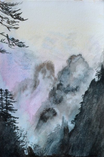 Begynner å tro (rosa), 2015 (akvarell på papir) av Christian Furr