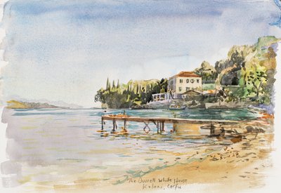 Durrells hvite hus, 2020 (akvarell på akvarellpapir) av Christian Furr