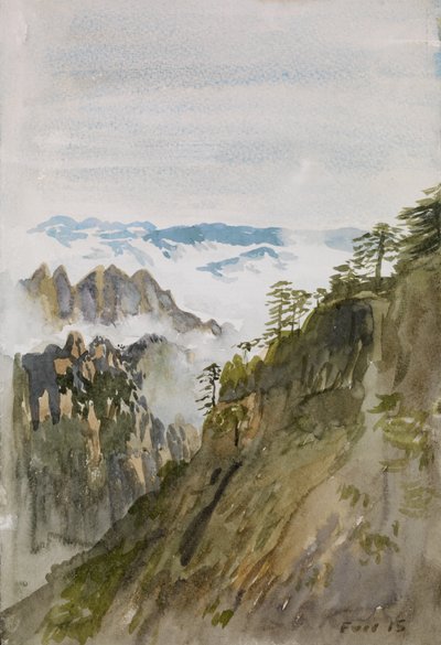 Gule fjellfuru, Huangshan, 2015 (akvarell på papir) av Christian Furr