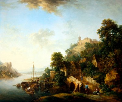 En utsikt over landsbyen Braubach (olje på kobber) av Christian Georg I Schutz