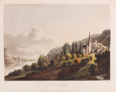 Bingen. Fra: En pittoresk tur langs Rhinen, 1820. av Christian Georg Schütz the Younger