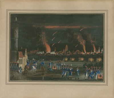 Bombardement av Frankfurt am Main av den franske hæren, 13. juli 1796 av Christian Georg Schütz the Younger