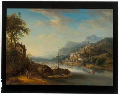 Et par Rhinland-landskap av Christian Georg the Elder Schuetz