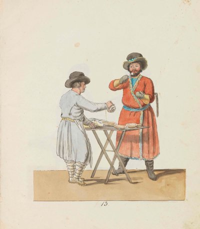 Kissel-selger og herregårdskusk Fra serien The St. Petersburg Peddlers, 1799. av Christian Gottfried Heinrich Geissler