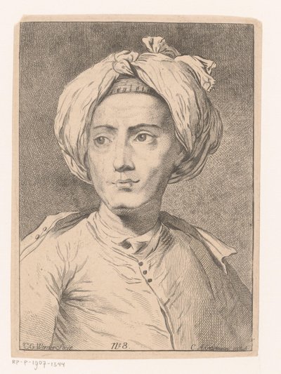 Portrett av en mann, muligens et selvportrett av Christian Gottlieb Werner av Christian Gottlieb Werner (prentmaker)