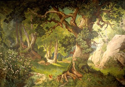 Hagen til magikeren Klingsor, fra Parzival-syklusen, Great Music Room, ca. 1883-84 (veggmaleri) av Christian Jank