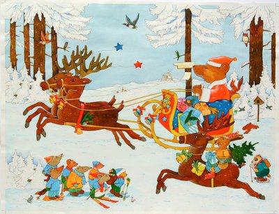 Julebjørn, 2011 (akvarell på papir) av Christian Kaempf