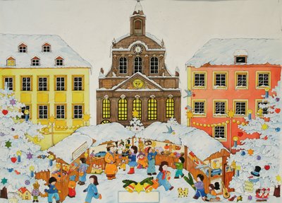 Julemarked, 2001 (akvarell på papir) av Christian Kaempf