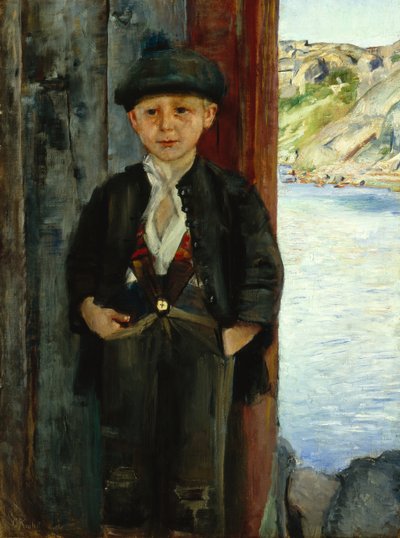 Gutt ved husveggen, ca.1890 av Christian Krohg