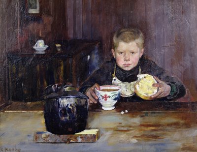 Ærendegutt drikker kaffe av Christian Krohg