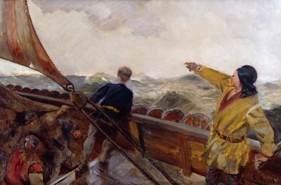 Leiv Eiriksson discovers America av Christian Krohg