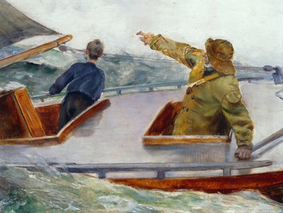 På baugen, ca 1890 (olje på lerret) av Christian Krohg