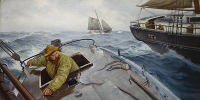 Pilot i røft vær (olje på lerret) av Christian Krohg