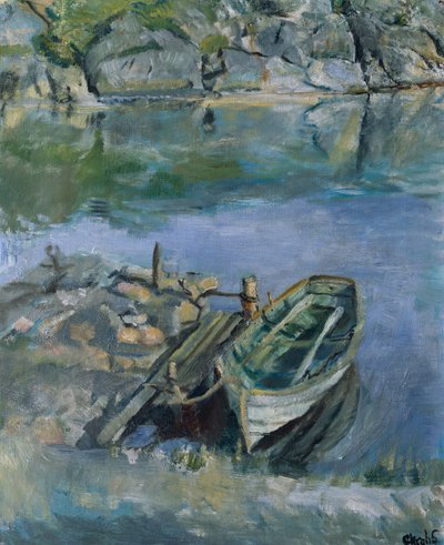 Robåt med kai av Christian Krohg