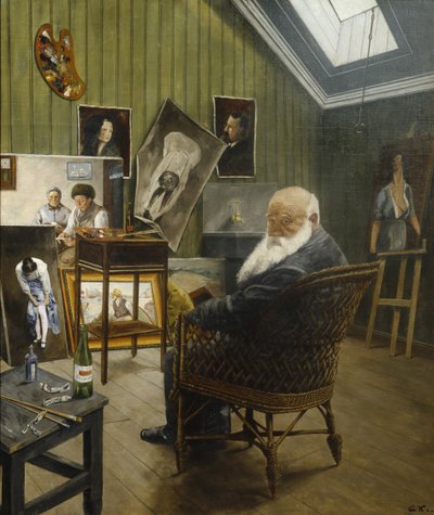Selvportrett i studio (olje på lerret) av Christian Krohg