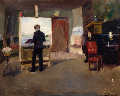 Maleren Nils Hansteen i atelieret av Christian Krohg