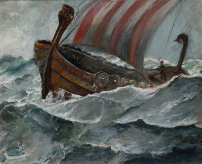 Vikingskip i dårlig vær av Christian Krohg