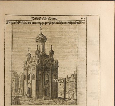Katedralen i Kreml i Moskva Illustrasjon fra reiser til den store hertugen av Muscovy og slekten av Christian Lorenzen Rothgiesser