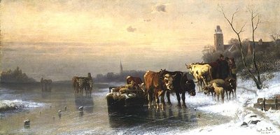 Vinterlandskap med storfe av Christian Mali