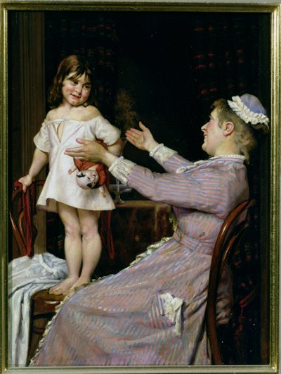 Liten jente med en dukke og sykepleieren hennes, 1896 av Christian Pram Henningsen