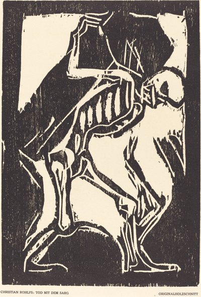 Døden med en kiste, ca. 1917. av Christian Rohlfs