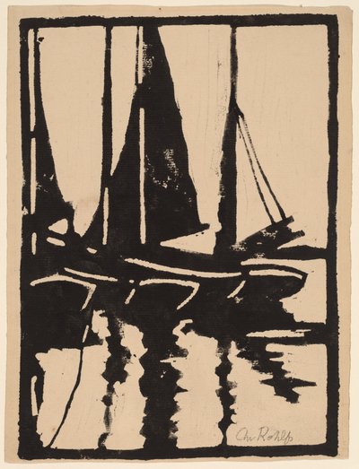 Seilbåter i havnen, 1905-1910. av Christian Rohlfs