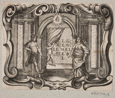 Emblem med portal, mann og kvinne, amor og to brennende hjerter av Christian Rothgiesser