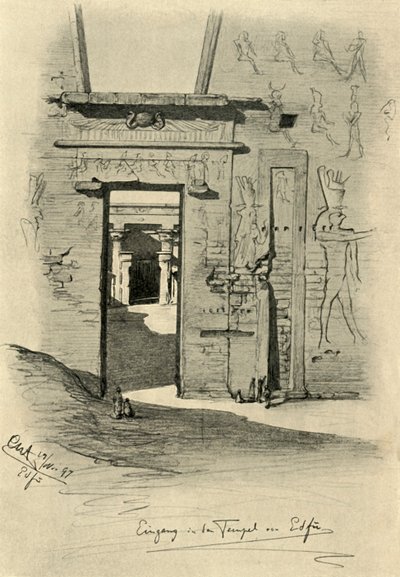 Inngang til tempelet i Edfu, Egypt, 1898. av Christian Wilhelm Allers