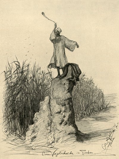 Mann som skremmer fugler, Theben, Egypt, 1898. av Christian Wilhelm Allers