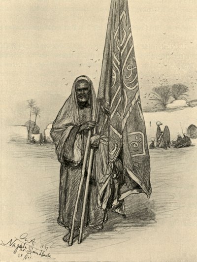 Mann med flagg, Nagada, Egypt, 1898. av Christian Wilhelm Allers