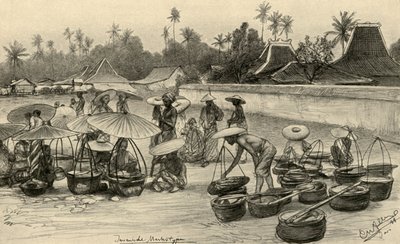 Markedsscene, Java, 1898. av Christian Wilhelm Allers