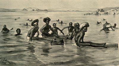 Menn i Nilen ved den første katarakten, Egypt, 1898. av Christian Wilhelm Allers