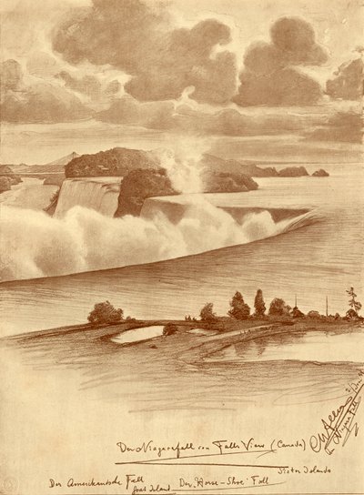 Niagara Falls fra Falls View, Canada, 1898. av Christian Wilhelm Allers