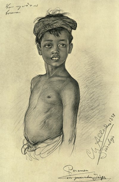 Pesamen - en javanesisk gutt fra Surubaya, Java, 1898. av Christian Wilhelm Allers