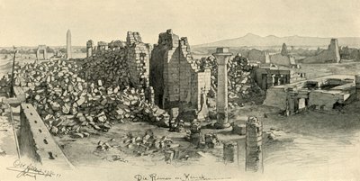 Ødelagte templer i Karnak, Egypt, 1898. av Christian Wilhelm Allers