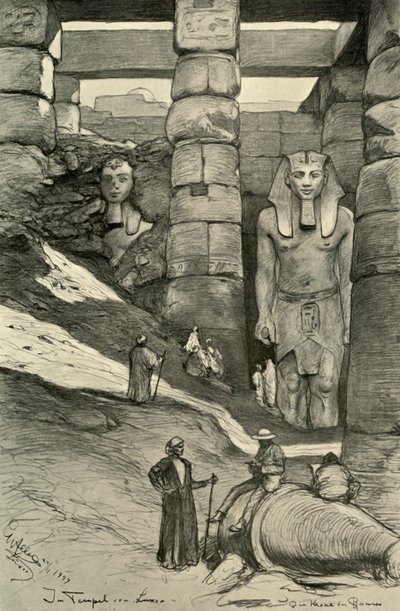 Statuer i Luxor-tempelet, Egypt, 1898. av Christian Wilhelm Allers