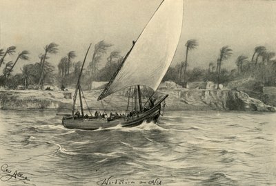 Storm fra nord på Nilen, Egypt, 1898. av Christian Wilhelm Allers