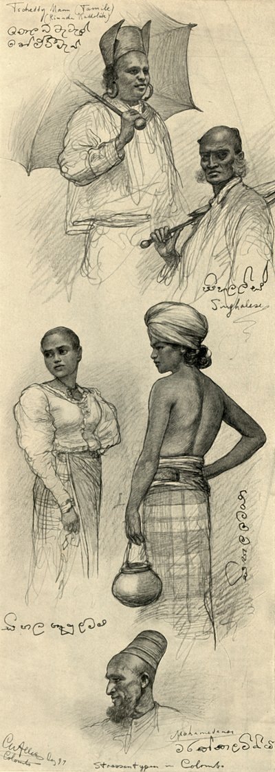 Studier av mennesker, Colombo, Ceylon, 1898. av Christian Wilhelm Allers