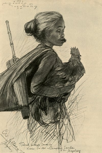 Kvinne som tygger tobakk, Magelang, Java, 1898. av Christian Wilhelm Allers