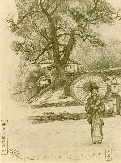 Kvinne med parasoll, Nagasaki, Japan, 1898. av Christian Wilhelm Allers