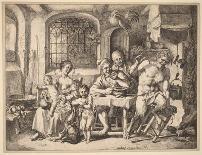 En satyr besøker en bondefamilie av Christian Wilhelm Ernst Dietrich