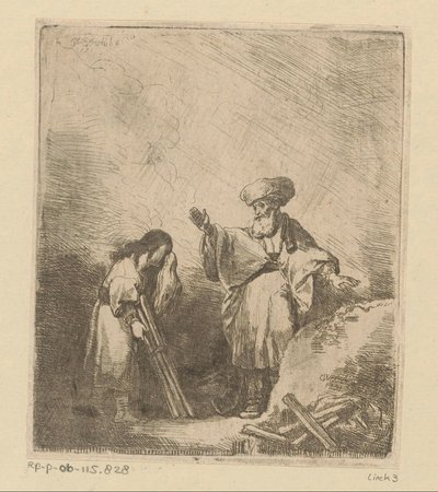 Abraham snakker til Isak før ofringen av Christian Wilhelm Ernst Dietrich