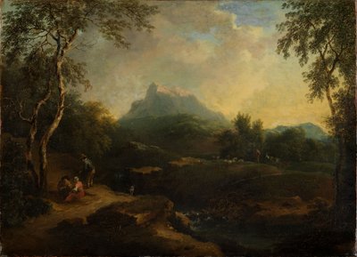 Fjellandskap med bekk av Christian Wilhelm Ernst Dietrich