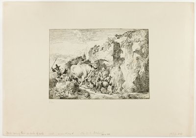 Flok som kommer gjennom en steinbue av Christian Wilhelm Ernst Dietrich