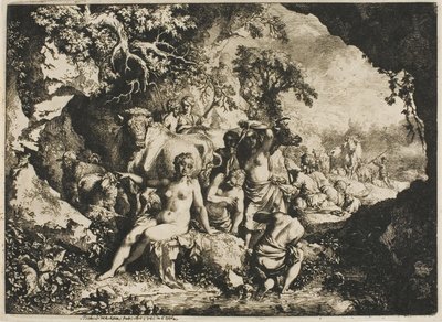 Nymfer som bader i nærheten av en hule av Christian Wilhelm Ernst Dietrich