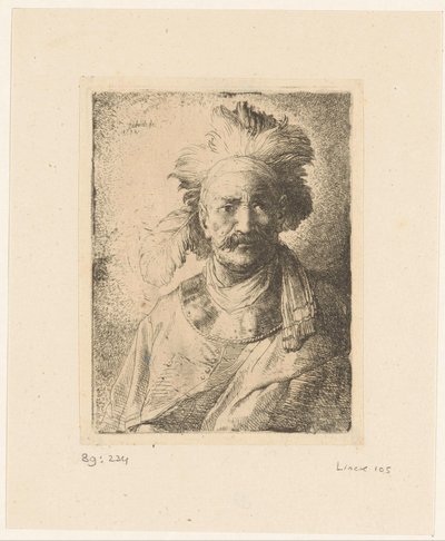 Gammel mann med fjær av Christian Wilhelm Ernst Dietrich