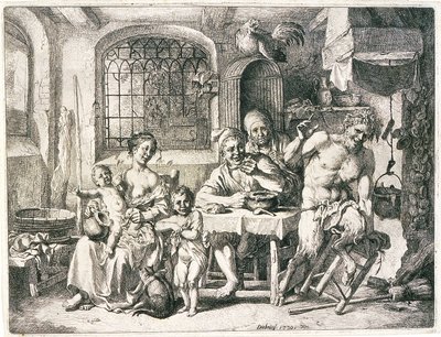 Satyr og bønder av Christian Wilhelm Ernst Dietrich